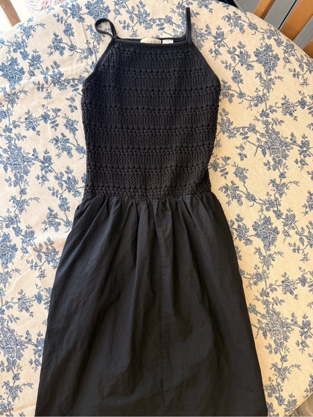 Universal Thread Black Crochet Bodice Maxi Dress with Spaghetti Straps